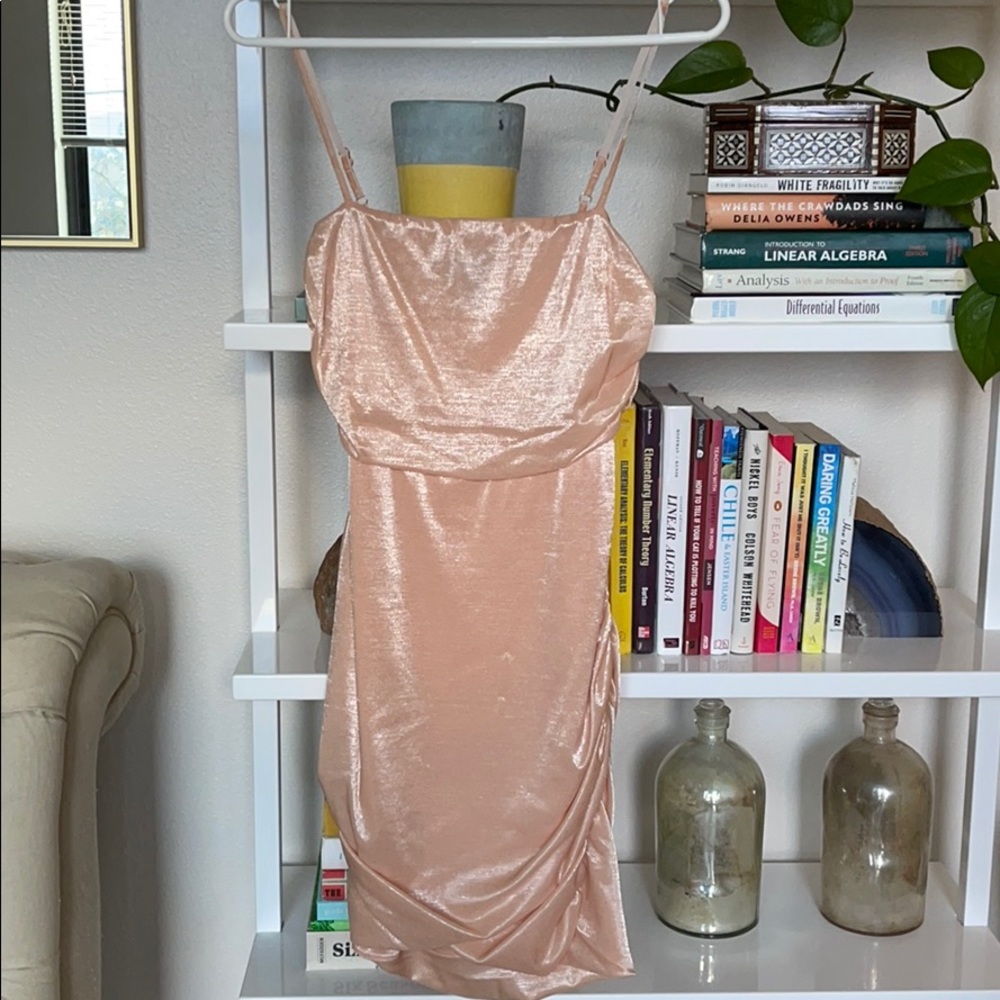 h:ours Luiza Mini Dress in Nude Lipgloss - Picture 3 of 7